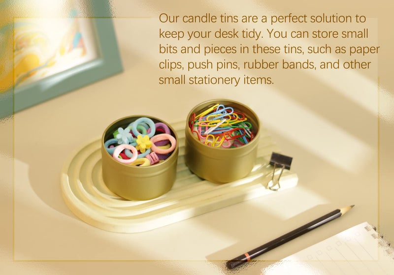 Aroparc Gold Candle Tins 4oz with Lids, 24 Piece Candle Containers, Bulk Candle Jars for Candle Making - Gold - Image 3